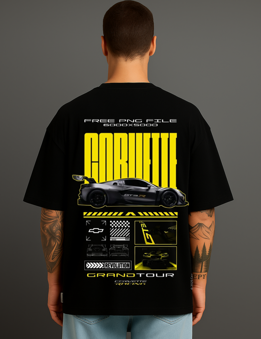Atraye CORVETTE RACING Racing  Oversize T shirt for Car Lover
