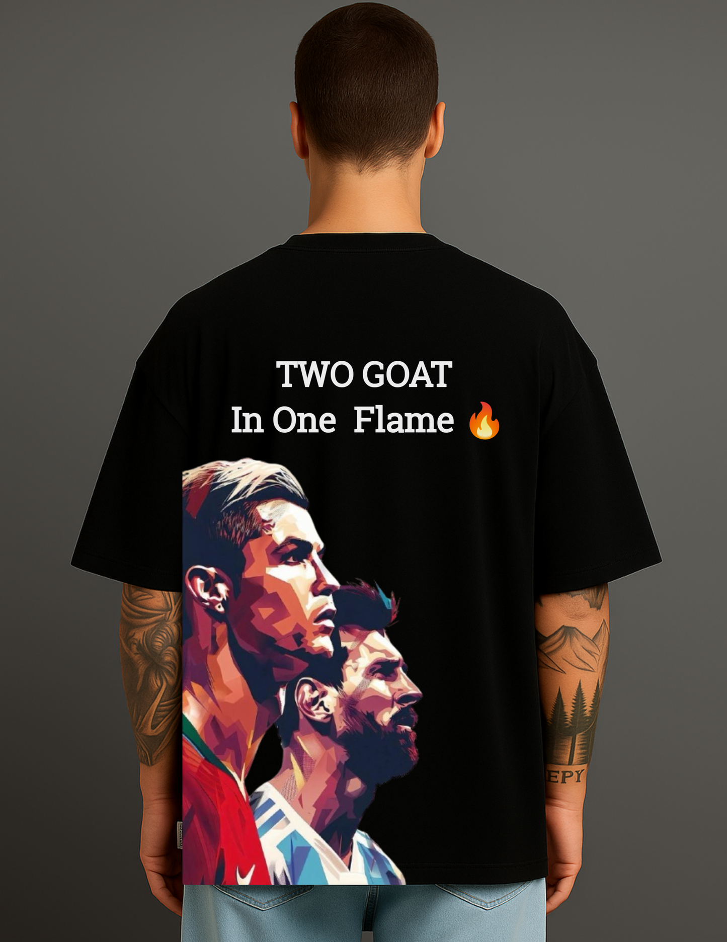 Atraye Two Goat In One Flame  Oversize Tee